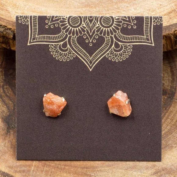 Sunstone and Sterling Silver Crystal Stud Earrings - Choose the pair you want - Picture 1 of 3